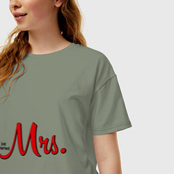 Футболка оверсайз женская Mrs: Just married, цвет: авокадо — фото 2