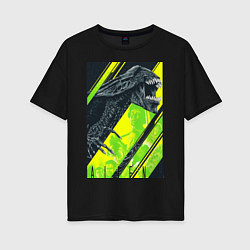 Футболка оверсайз женская Чужой alien, цвет: черный