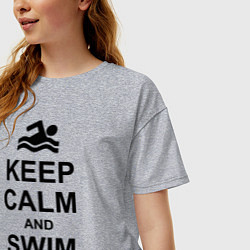 Футболка оверсайз женская Keep Calm & Swim On, цвет: меланж — фото 2