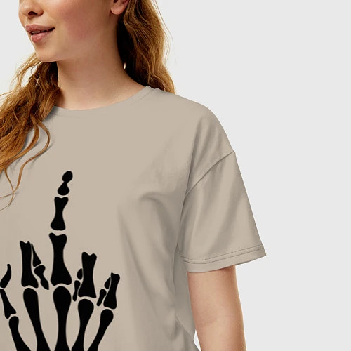 Женская футболка оверсайз Fuck skeleton / Миндальный – фото 3
