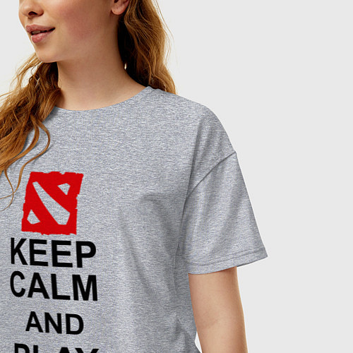 Женская футболка оверсайз Keep Calm & Play Dota / Меланж – фото 3