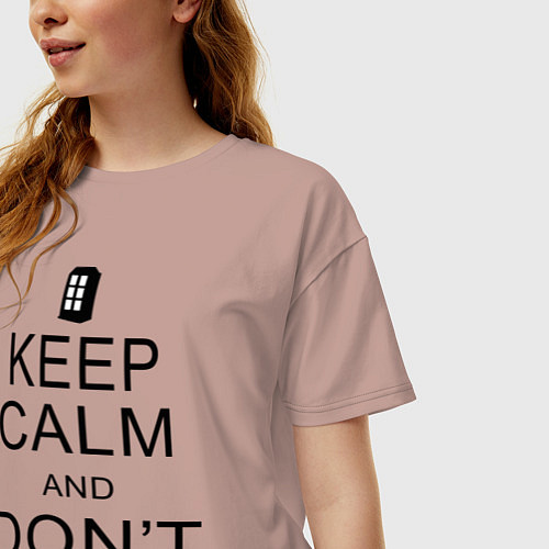 Женская футболка оверсайз Keep Calm & Don't Blink / Пыльно-розовый – фото 3