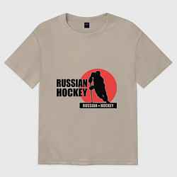 Футболка оверсайз женская Russian hockey, цвет: миндальный