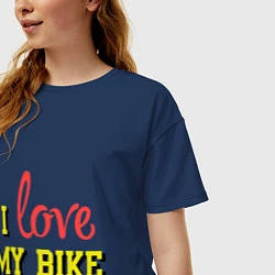 Футболка оверсайз женская I love my bike, цвет: тёмно-синий — фото 2