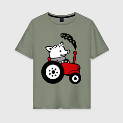 Футболка оверсайз женская Поросенок Петр, цвет: авокадо