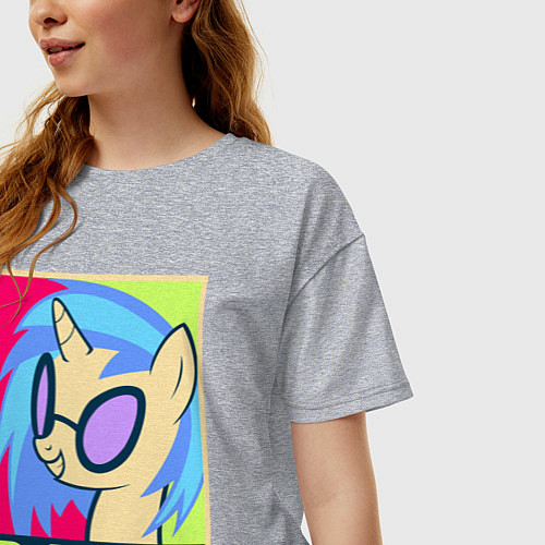 Женская футболка оверсайз DJ Pon-3 RAVE / Меланж – фото 3