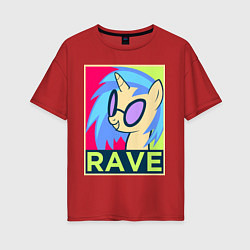 Футболка оверсайз женская DJ Pon-3 RAVE, цвет: красный