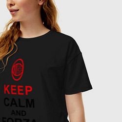 Футболка оверсайз женская Keep Calm & Forza Milan, цвет: черный — фото 2