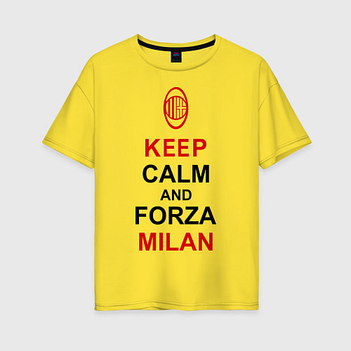 Женская футболка оверсайз Keep Calm & Forza Milan / Желтый – фото 1