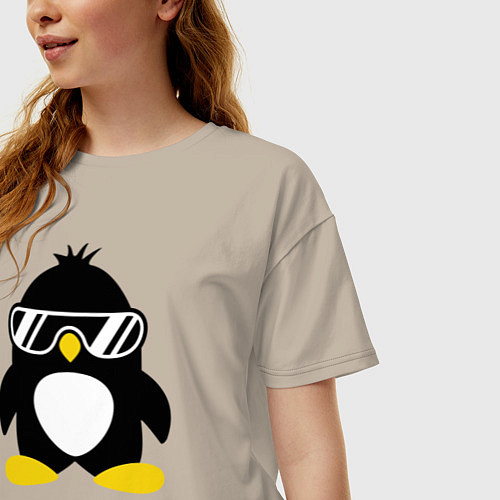 Женская футболка оверсайз SWAG Penguin / Миндальный – фото 3
