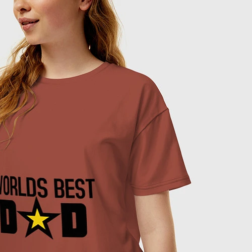Женская футболка оверсайз Worlds Best Dad / Кирпичный – фото 3