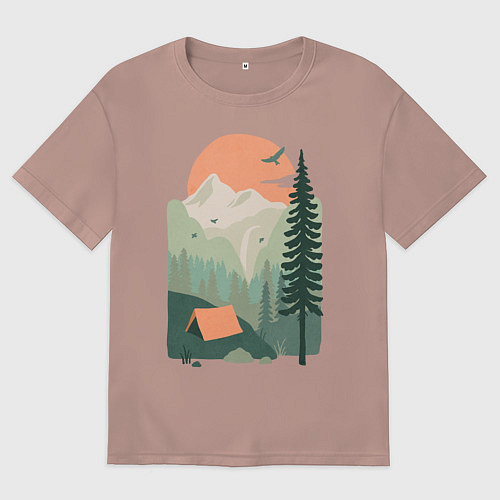 Женская футболка оверсайз Wood Adventure / Пыльно-розовый – фото 1