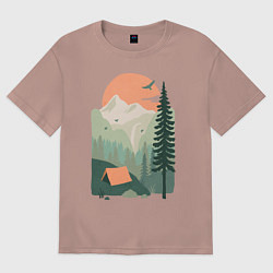 Футболка оверсайз женская Wood Adventure, цвет: пыльно-розовый