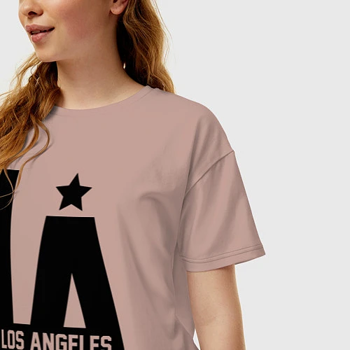Женская футболка оверсайз Los Angeles Star / Пыльно-розовый – фото 3