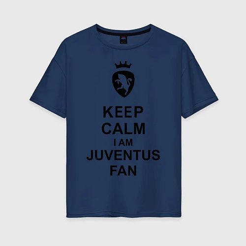 Женская футболка оверсайз Keep Calm & Juventus fan / Тёмно-синий – фото 1