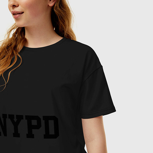 Женская футболка оверсайз NYPD / Черный – фото 3