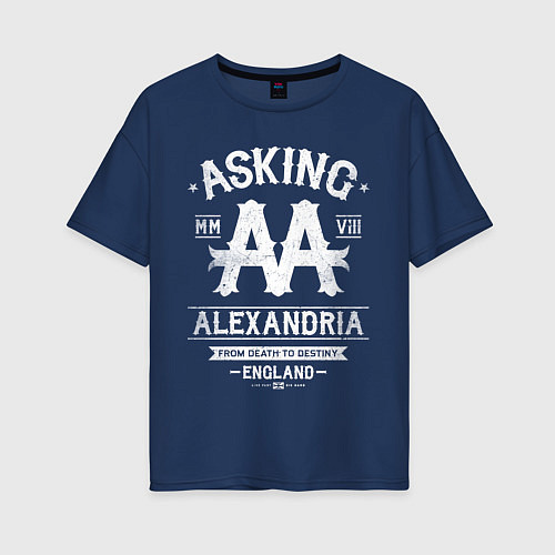 Женская футболка оверсайз Asking Alexandria: England / Тёмно-синий – фото 1