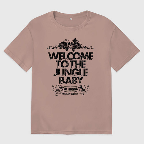 Женская футболка оверсайз Welcome to the Jungle / Пыльно-розовый – фото 1