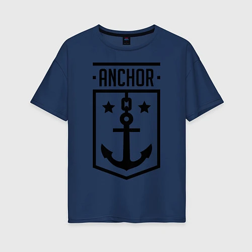 Женская футболка оверсайз Anchor Shield / Тёмно-синий – фото 1