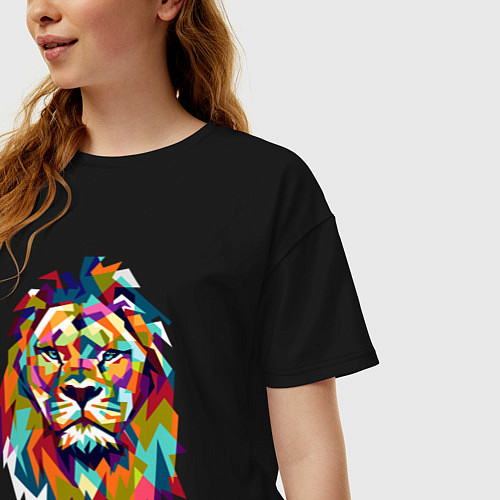Женская футболка оверсайз Lion Art / Черный – фото 3