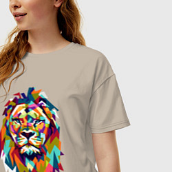 Футболка оверсайз женская Lion Art, цвет: миндальный — фото 2