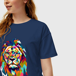 Футболка оверсайз женская Lion Art, цвет: тёмно-синий — фото 2