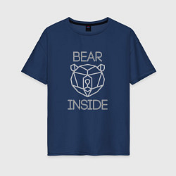 Футболка оверсайз женская Bear Inside, цвет: тёмно-синий