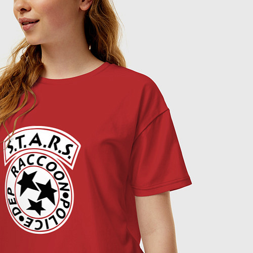 Женская футболка оверсайз STARS RACCOON CITY / Красный – фото 3