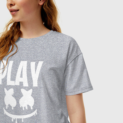 Женская футболка оверсайз Marshmello: Play Fortnite / Меланж – фото 3