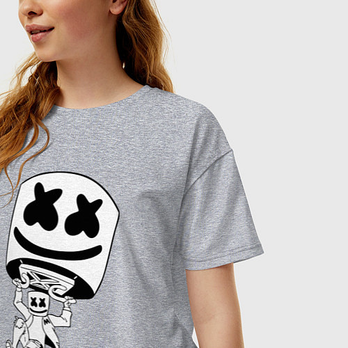 Женская футболка оверсайз Marshmello King / Меланж – фото 3