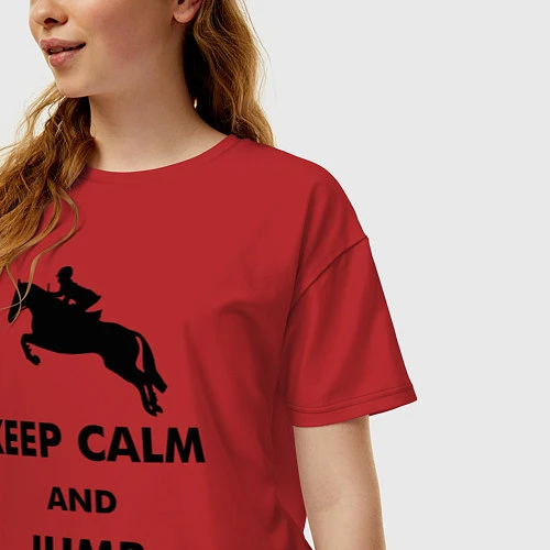 Женская футболка оверсайз Keep Calm & Jump On / Красный – фото 3