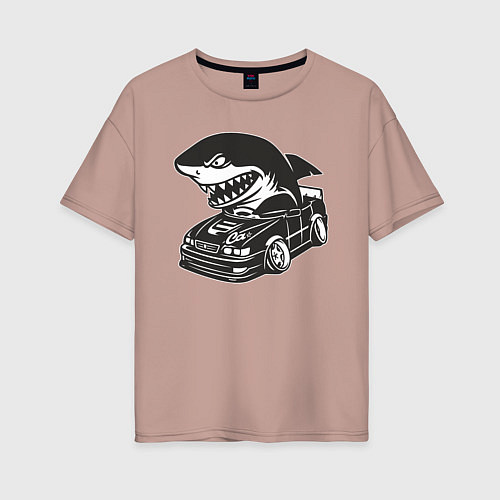 Женская футболка оверсайз Акула на Тойоте / Пыльно-розовый – фото 1