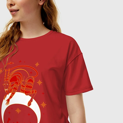 Женская футболка оверсайз Gojira: Evil Demon / Красный – фото 3
