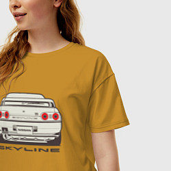Футболка оверсайз женская Nissan Skyline R32, цвет: горчичный — фото 2