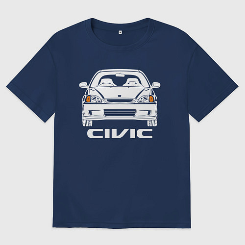 Женская футболка оверсайз Honda Civic EK 6 / Тёмно-синий – фото 1