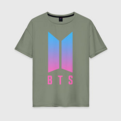Футболка оверсайз женская BTS: Neon V, цвет: авокадо
