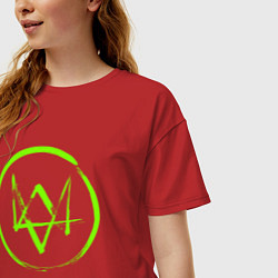 Футболка оверсайз женская Watch Dogs: Green Logo, цвет: красный — фото 2