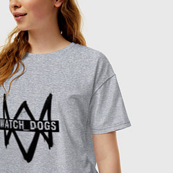 Футболка оверсайз женская Watch Dogs: Black Logo, цвет: меланж — фото 2