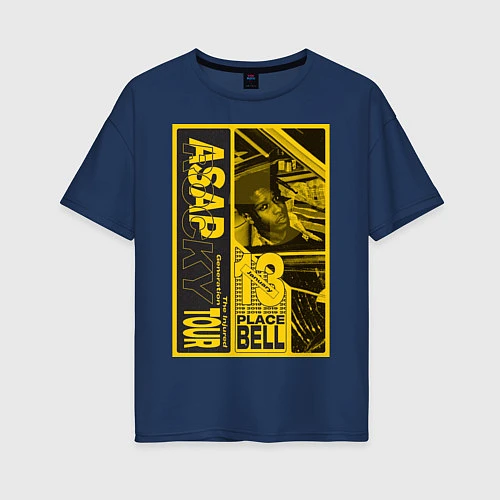 Женская футболка оверсайз ASAP Rocky: Place Bell / Тёмно-синий – фото 1