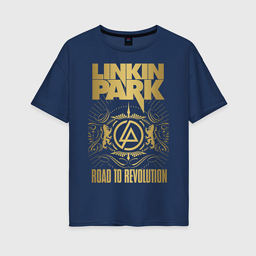 Женская футболка оверсайз Linkin Park: Road to Revolution / Тёмно-синий – фото 1