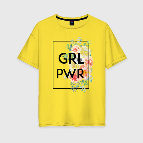 Женская футболка оверсайз GRL PWR / Желтый – фото 1