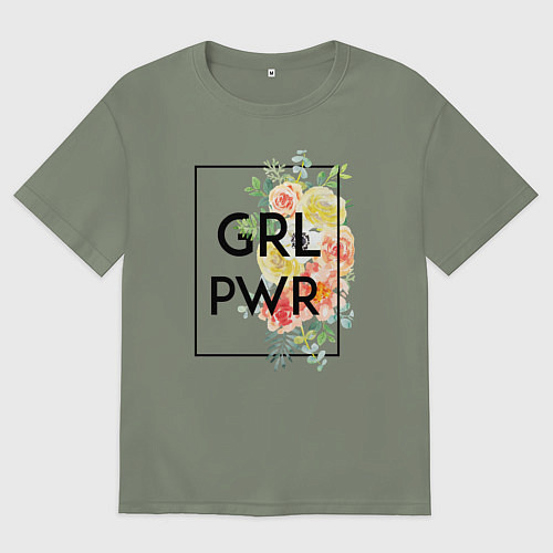 Женская футболка оверсайз GRL PWR / Авокадо – фото 1
