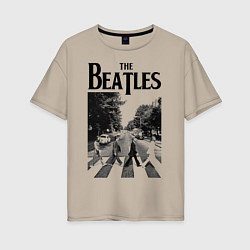 Футболка оверсайз женская The Beatles: Mono Abbey Road, цвет: миндальный