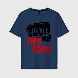 Футболка оверсайз женская Love Papa Roach, цвет: тёмно-синий