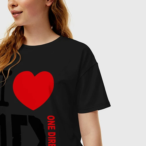 Женская футболка оверсайз I love 1D / Черный – фото 3