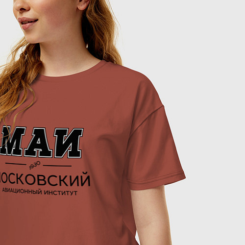 Женская футболка оверсайз МАИ / Кирпичный – фото 3