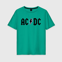 Футболка оверсайз женская AC/DC цвета зеленый — фото 1