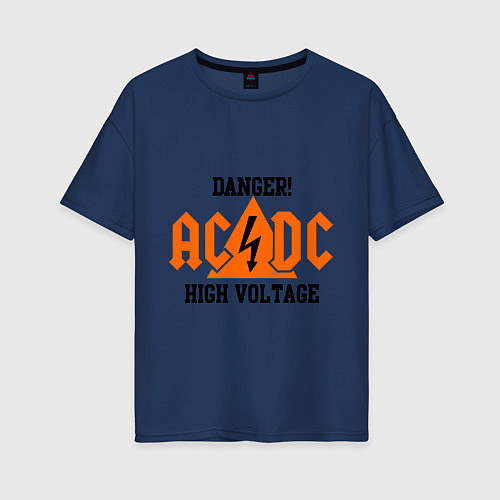 Женская футболка оверсайз AC/DC: High Voltage / Тёмно-синий – фото 1