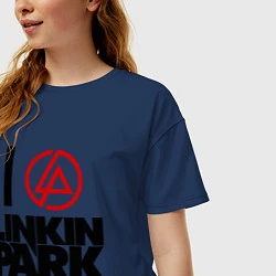 Футболка оверсайз женская I love Linkin Park, цвет: тёмно-синий — фото 2