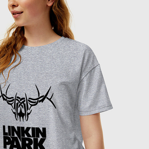 Женская футболка оверсайз Linkin Park: Deer / Меланж – фото 3